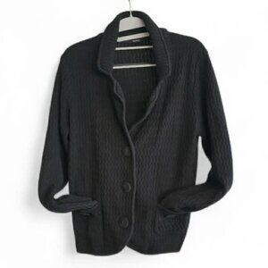 Raisey Knitted Sweater Black Button Up Women's Size XL Retro